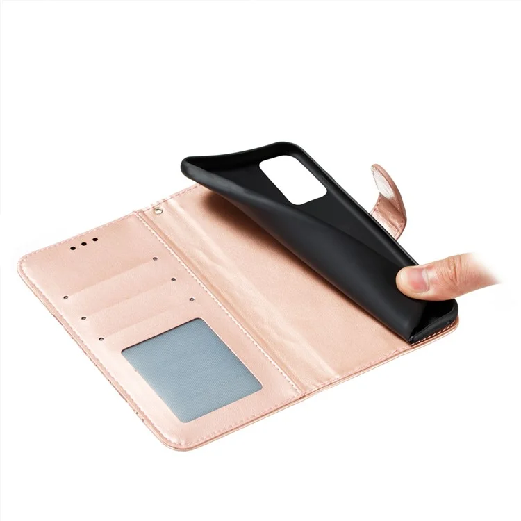 Imprint Mandala Flower Stand Leather Flip Shell for Samsung Galaxy A32 5G Case - Rose Gold