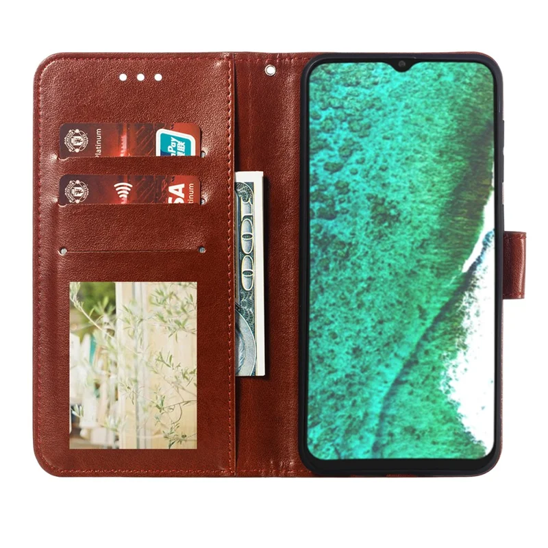 Imprint Mandala Flower Stand Leather Flip Shell for Samsung Galaxy A32 5G Case - Brown