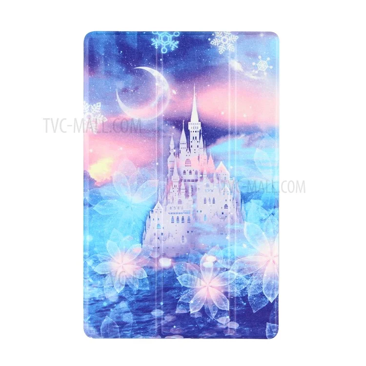 Copertina di Tavolette Per Supporto in Pelle Con Stampa di Motivi Per Samsung Galaxy Tab A7 10.4 (2020) T500/T505 - Cielo Stellato/castello