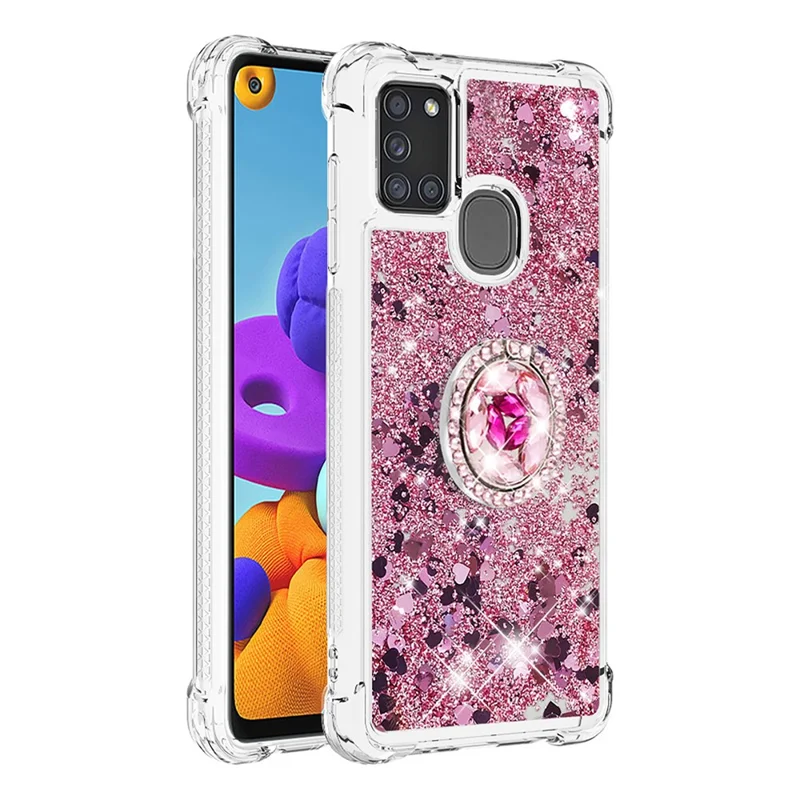 Stoßdes Quicksand -kickstand -tpu -smartphone -shell Für Samsung Galaxy A21s - Rot