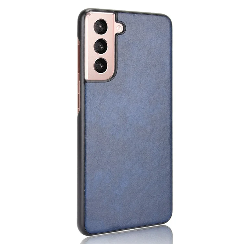 Litchi Texture PU Leather Coated Phone Protective Case Cover for Samsung Galaxy S21+ 5G - Blue