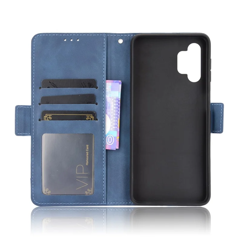 Leather Phone Wallet Design Stand Feature Protective Cover Case with Multiple Card Slots for Samsung Galaxy A32 5G/M32 5G - Blue