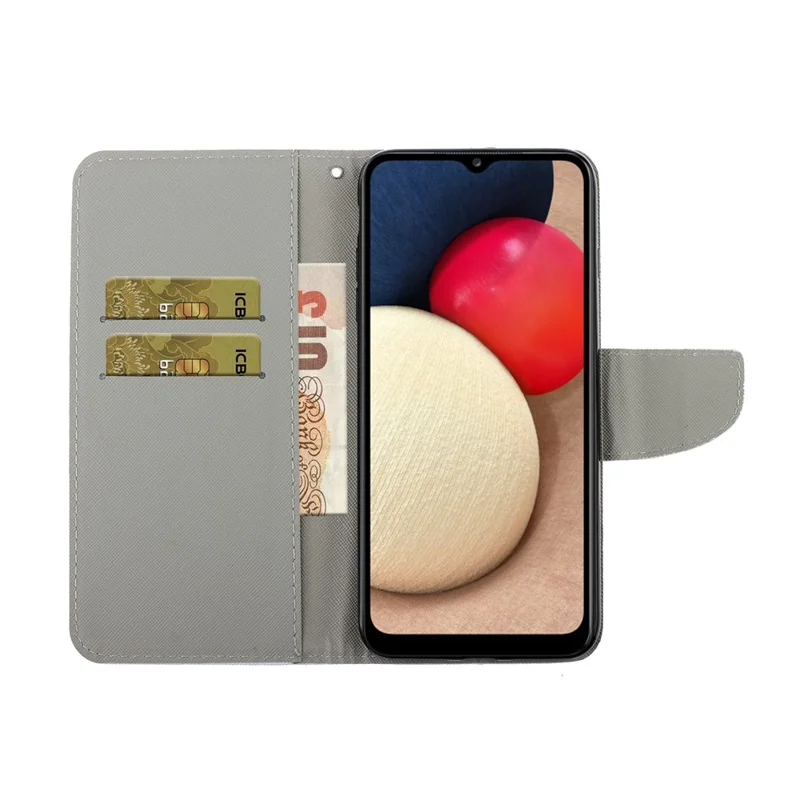 Étui portefeuille en cuir PU avec impression motif, support téléphone et sangle pour Samsung Galaxy A02s (166,5 mm) - Ne touchez pas à mon téléphone