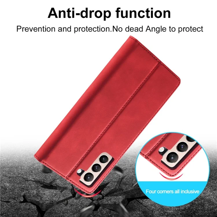Lc. Imeeke Stark Auforto-absorbed Magnetige Rede Business-style-telefonabdeckung Für Samsung Galaxy S21 4G/5G - Rot