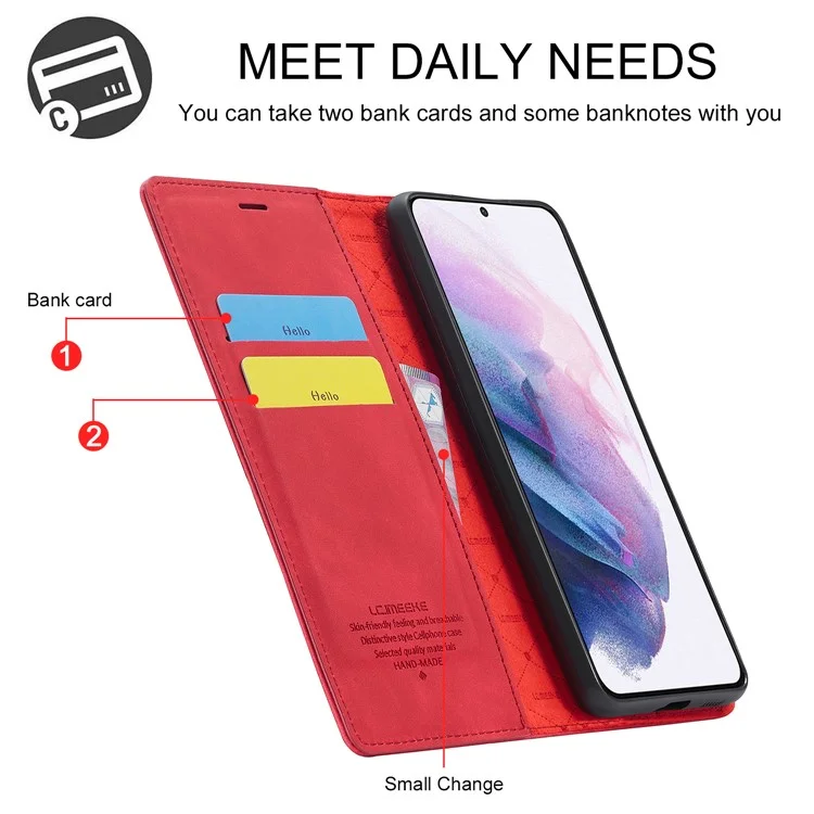 Lc. Imeeke Stark Auforto-absorbed Magnetige Rede Business-style-telefonabdeckung Für Samsung Galaxy S21 4G/5G - Rot