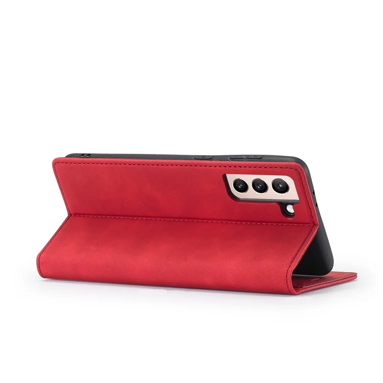 Lc. Imeeke Stark Auforto-absorbed Magnetige Rede Business-style-telefonabdeckung Für Samsung Galaxy S21 4G/5G - Rot