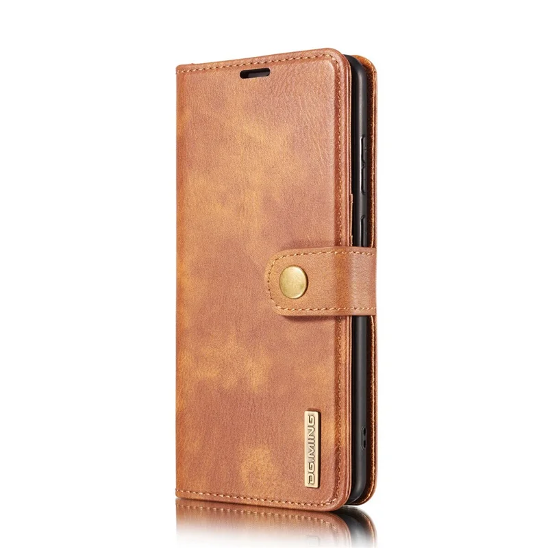 DG.MING Cover for Samsung Galaxy A72 5G / A72 4G Detachable 2-in-1 Anti-scratch Split Leather Wallet Shell + PC Back Case - Brown