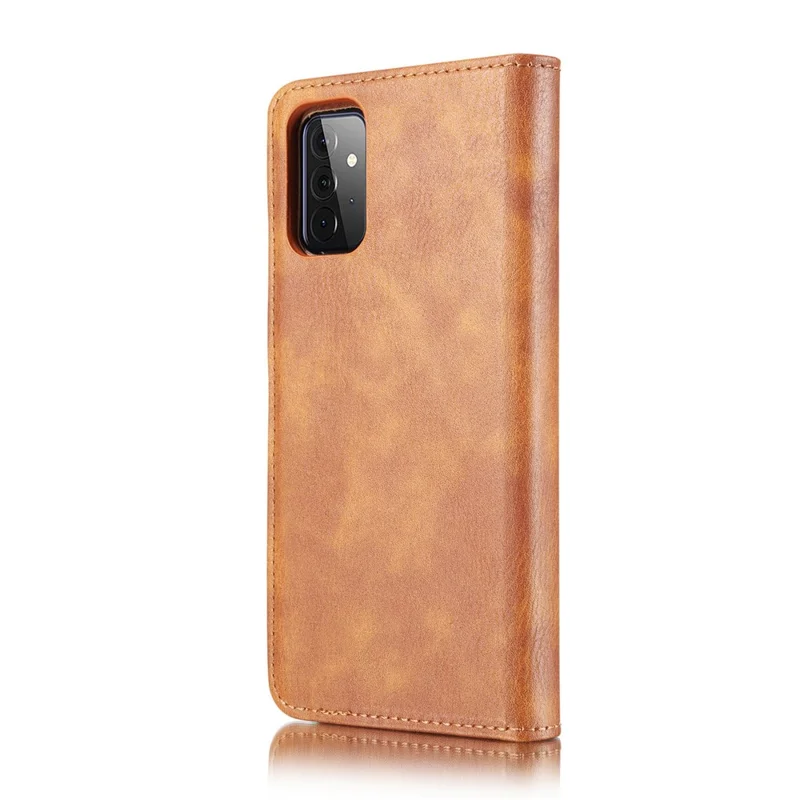 DG.MING Cover for Samsung Galaxy A72 5G / A72 4G Detachable 2-in-1 Anti-scratch Split Leather Wallet Shell + PC Back Case - Brown