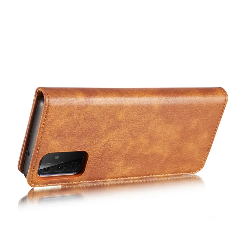 DG.MING Cover for Samsung Galaxy A72 5G / A72 4G Detachable 2-in-1 Anti-scratch Split Leather Wallet Shell + PC Back Case - Brown