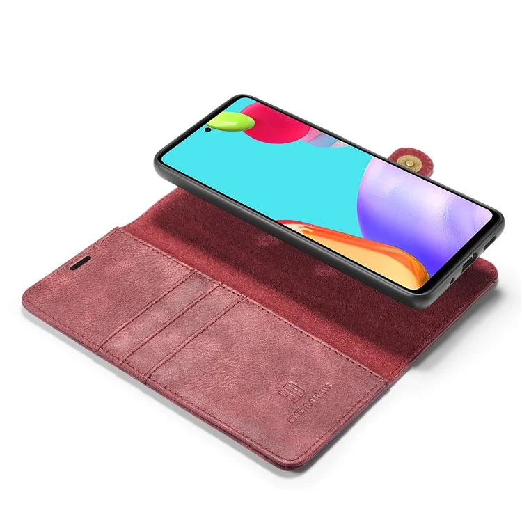 Étui DG.MING pour Samsung Galaxy A52 4G / 5G / A52s 5G Détachable 2-en-1 Coque en cuir synthétique + Coque arrière en PC - Rouge