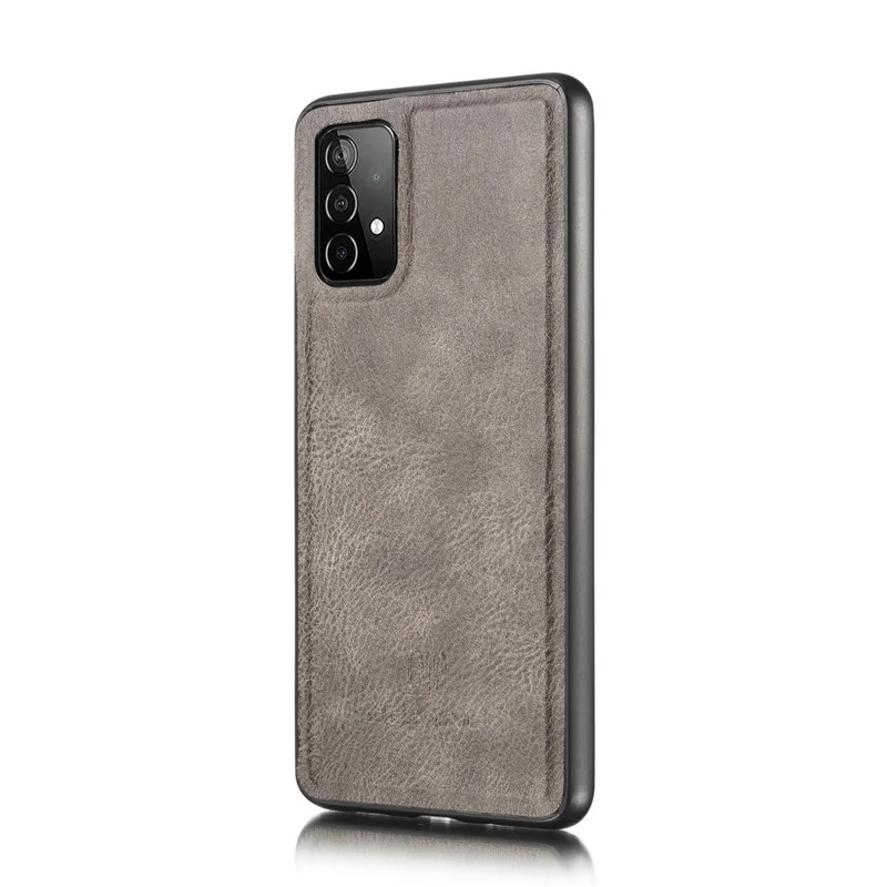 DG.MING Cover for Samsung Galaxy A52 4G / 5G / A52s 5G Detachable 2-in-1 Split Leather Wallet Shell + PC Back Case - Grey