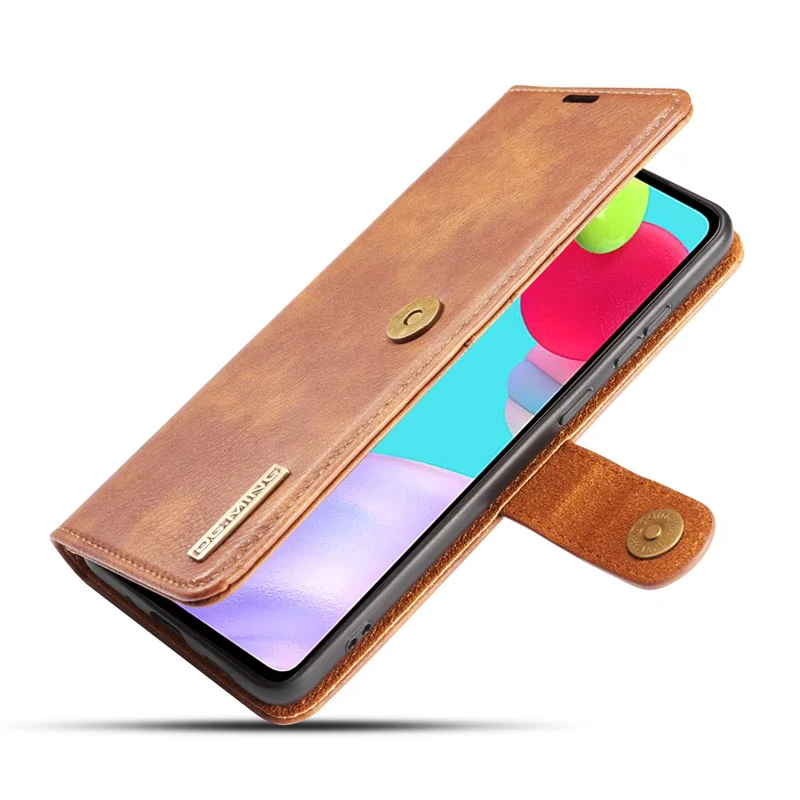 DG.MING Cover for Samsung Galaxy A52 4G / 5G / A52s 5G Detachable 2-in-1 Split Leather Wallet Shell + PC Back Case - Brown