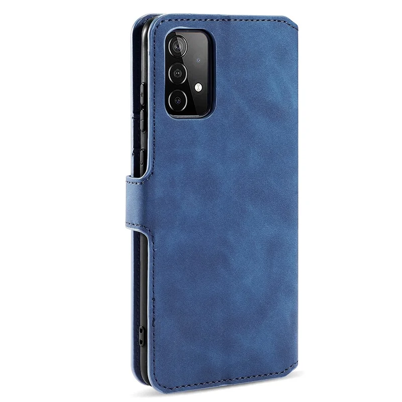 DG.MING Retro Style Phone Case for Samsung Galaxy A52 4G/5G / A52s 5G Scratch-resistant Leather Wallet Stand Shell - Blue