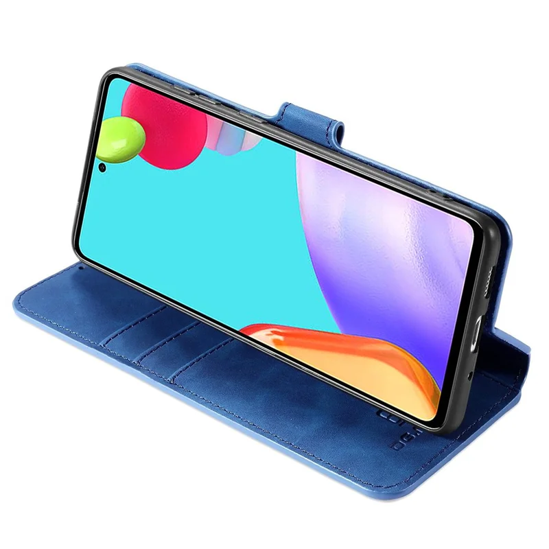 DG.MING Retro Style Phone Case for Samsung Galaxy A52 4G/5G / A52s 5G Scratch-resistant Leather Wallet Stand Shell - Blue