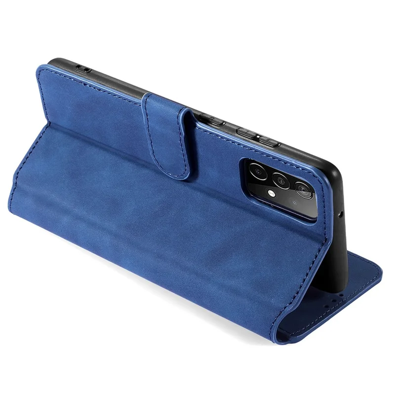 DG.MING Retro Style Phone Case for Samsung Galaxy A52 4G/5G / A52s 5G Scratch-resistant Leather Wallet Stand Shell - Blue