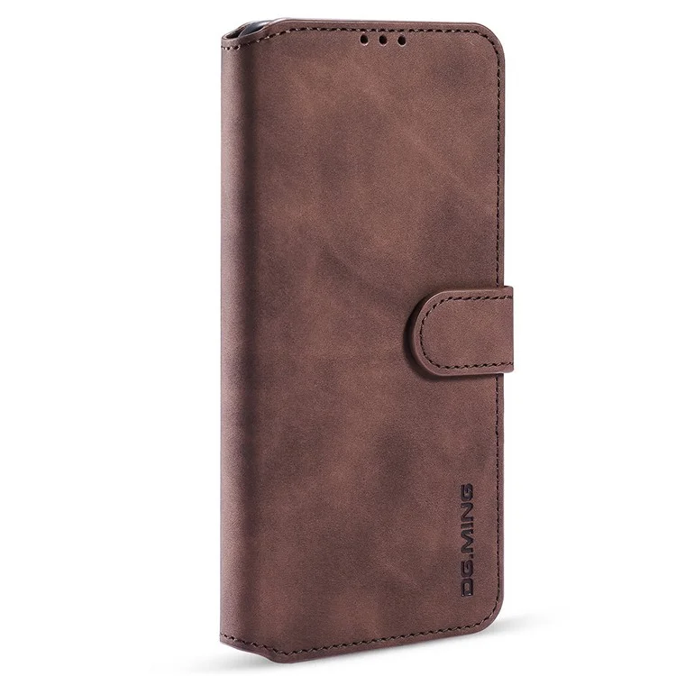 Dg. Case de Teléfono de Estilo Retro Ming Para Samsung Galaxy A52 4G/5G / A52s 5G Capilla de Cuero Resistente a Los Arañazos - Café