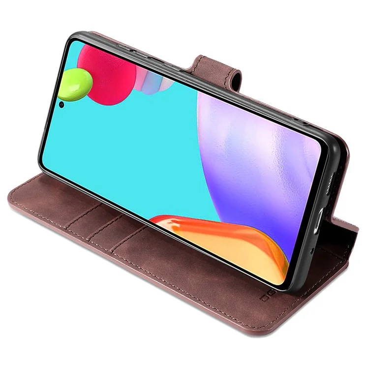 Dg. Case de Teléfono de Estilo Retro Ming Para Samsung Galaxy A52 4G/5G / A52s 5G Capilla de Cuero Resistente a Los Arañazos - Café