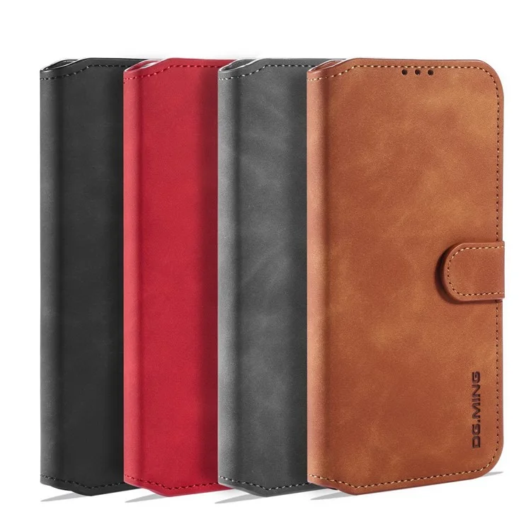 DG.MING Estilo Retro para Samsung Galaxy A12 Funda de Cartera de Piel con Soporte - Negro