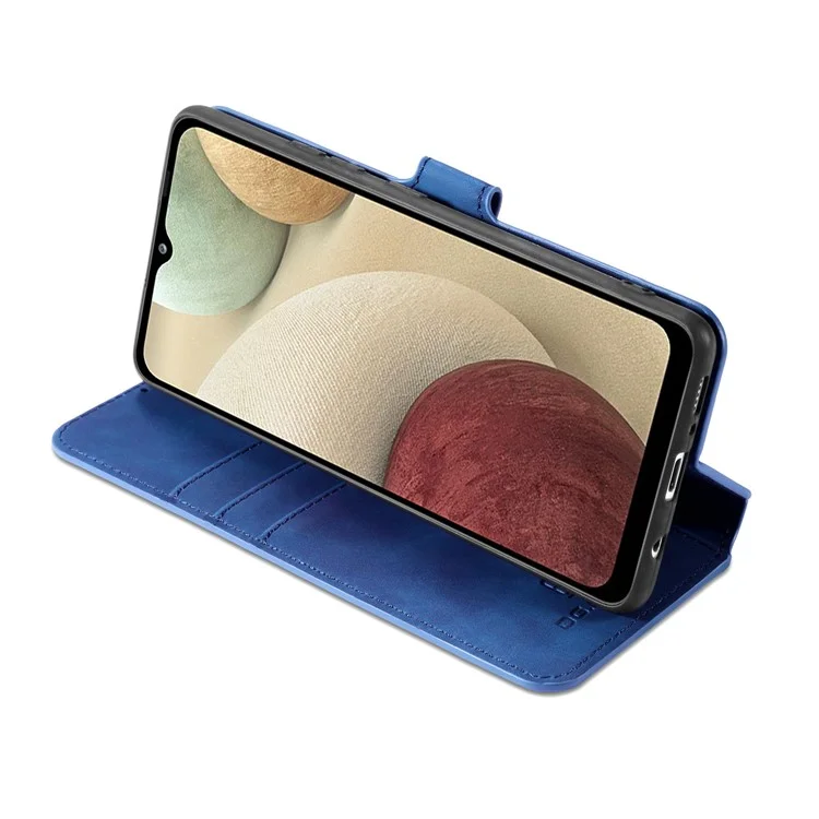 DG.MING Stile retrò per Samsung Galaxy A12 Custodia in pelle portafoglio con supporto - Blu