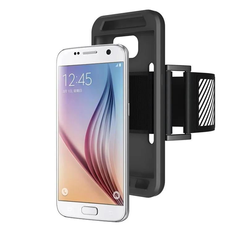 Silicone Case Sports Armband for Samsung Galaxy S7 G930 with Light Reflection Stripe - Black