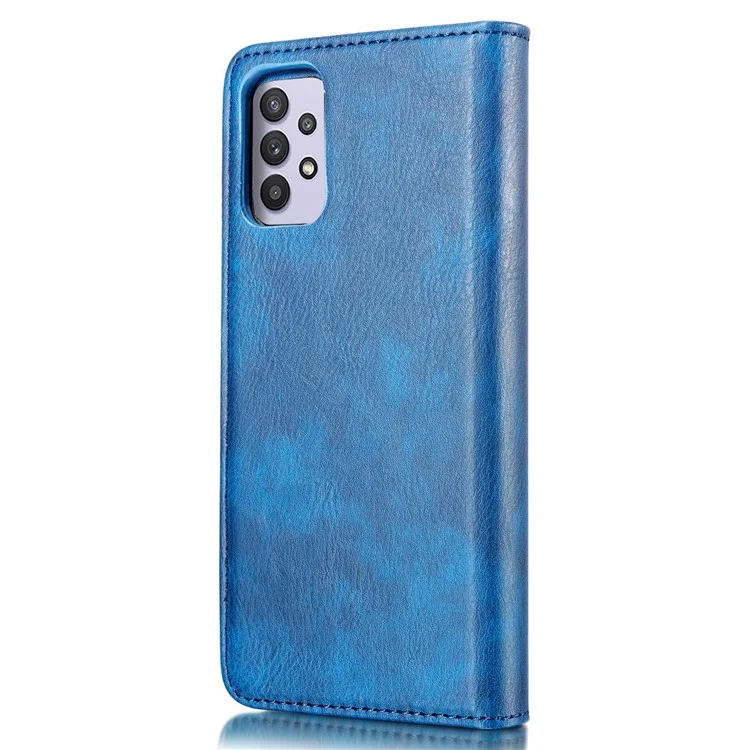 DG.MING Detachable Design Phone Shell PC Split Leather Case Covering for Samsung Galaxy A32 5G / M32 5G - Blue
