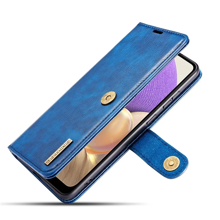DG.MING Detachable Design Phone Shell PC Split Leather Case Covering for Samsung Galaxy A32 5G / M32 5G - Blue