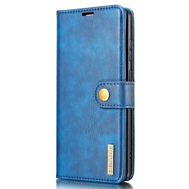DG.MING Detachable Design Phone Shell PC Split Leather Case Covering for Samsung Galaxy A32 5G / M32 5G - Blue