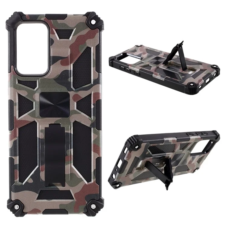 Съемный 2 В 1 Casuflage Case Case [Kickstand] [Встроенный Металлический Лист] Для Samsung Galaxy A72 5G - Армейский Зеленый