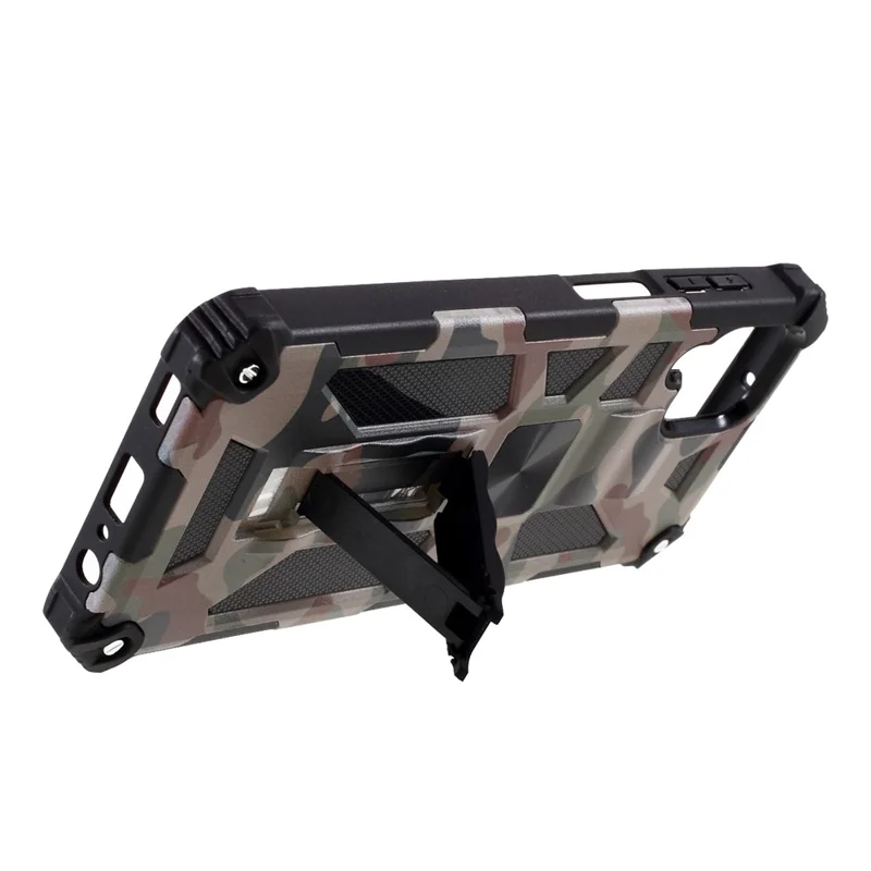 Detachable Camouflage Pattern Protector Kickstand Cover [Built-in Metal Sheet] for Samsung Galaxy A12 - Army Green