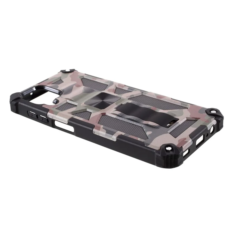 Detachable Camouflage Pattern Protector Kickstand Cover [Built-in Metal Sheet] for Samsung Galaxy A12 - Army Green