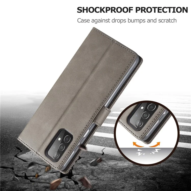 LC.IMEEKE für Samsung Galaxy A52 4G/5G / A52s 5G Brieftasche Stand PU-Lederschale Handyhülle - Grau