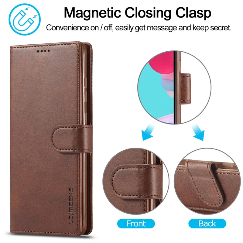 LC.IMEEKE for Samsung Galaxy A52 4G/5G / A52s 5G Wallet Stand PU Leather Shell Mobile Phone Case - Coffee