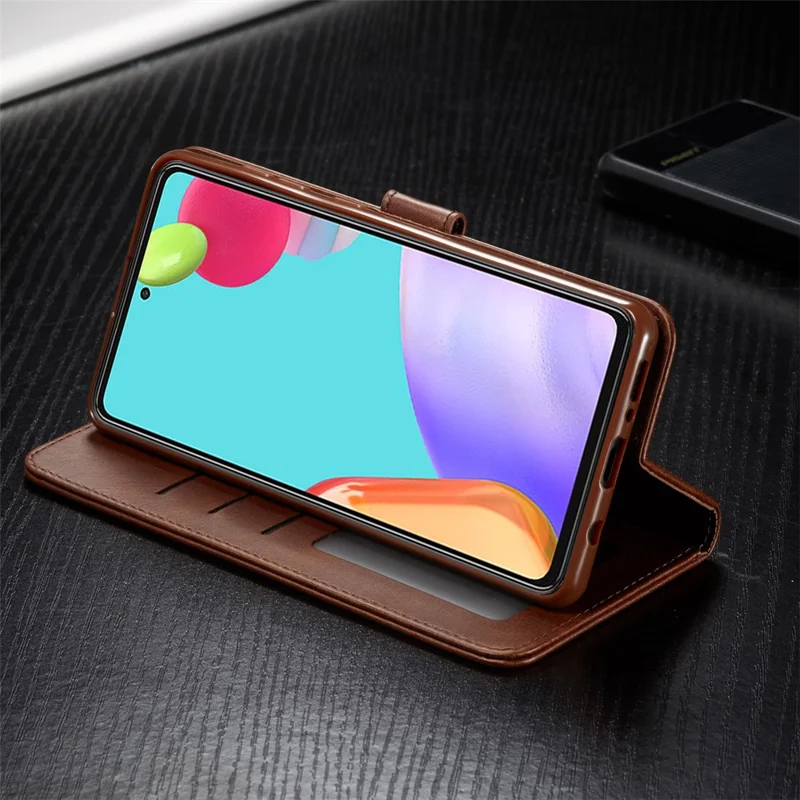 LC.IMEEKE for Samsung Galaxy A52 4G/5G / A52s 5G Wallet Stand PU Leather Shell Mobile Phone Case - Coffee