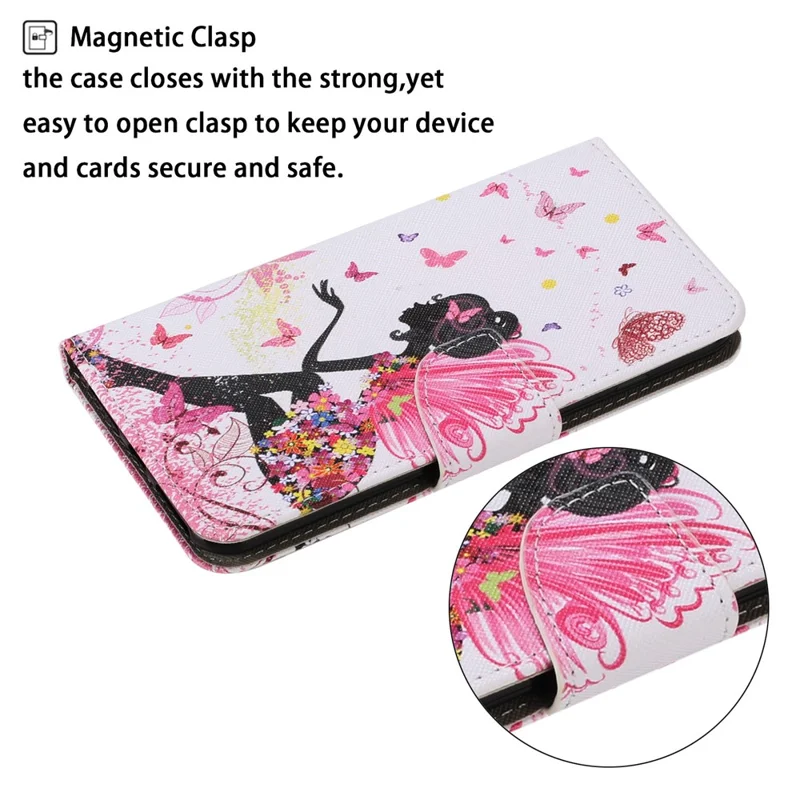 Pattern Printing TPU + PU Leather Wallet Stand Phone Case with Lanyard for Samsung Galaxy A02s (164.2mm) - Beauty