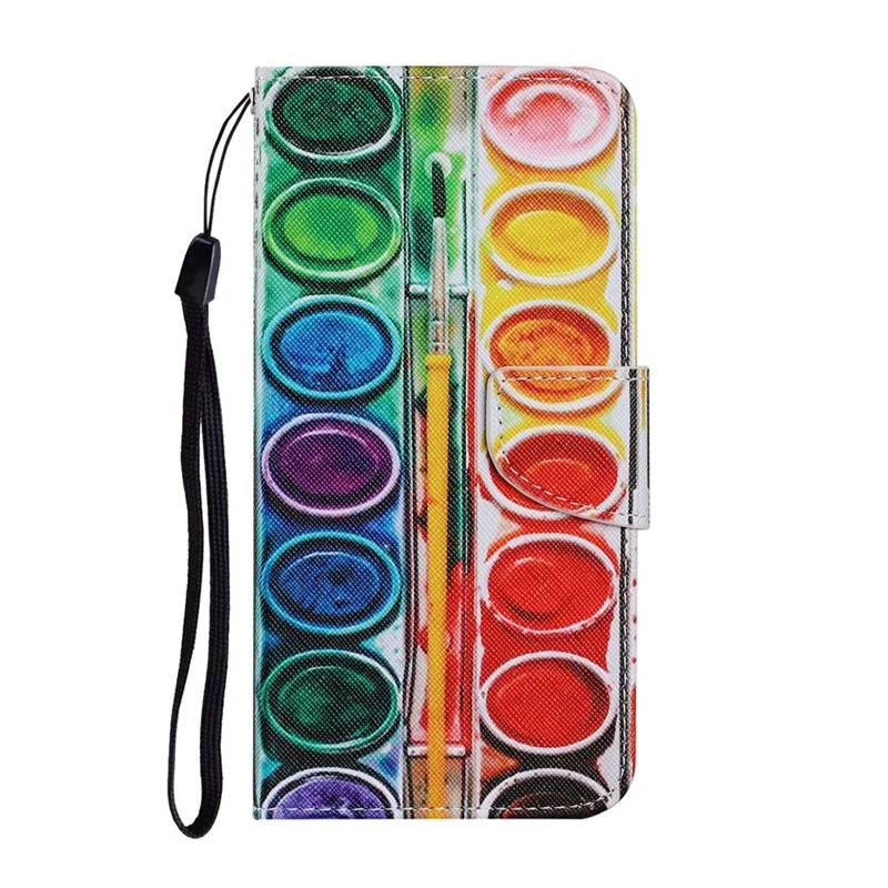 Pattern Printing TPU + PU Leather Wallet Stand Phone Case with Lanyard for Samsung Galaxy A02s (164.2mm) - Pallet