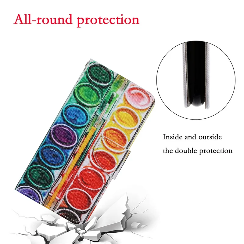 Pattern Printing TPU + PU Leather Wallet Stand Phone Case with Lanyard for Samsung Galaxy A02s (164.2mm) - Pallet
