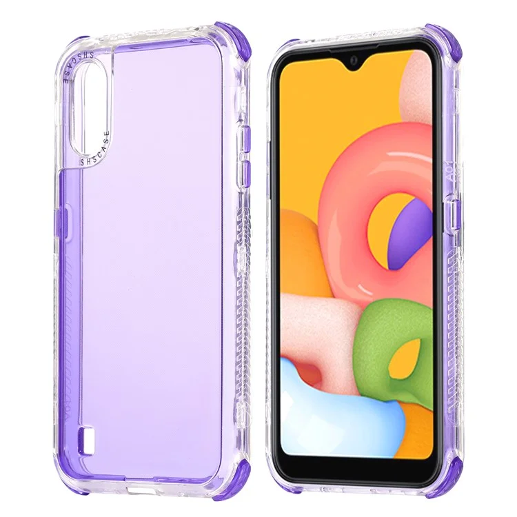 pc Dur + Tpu Case de Téléphone de Protection Pour Samsung Galaxy A01 - Violet