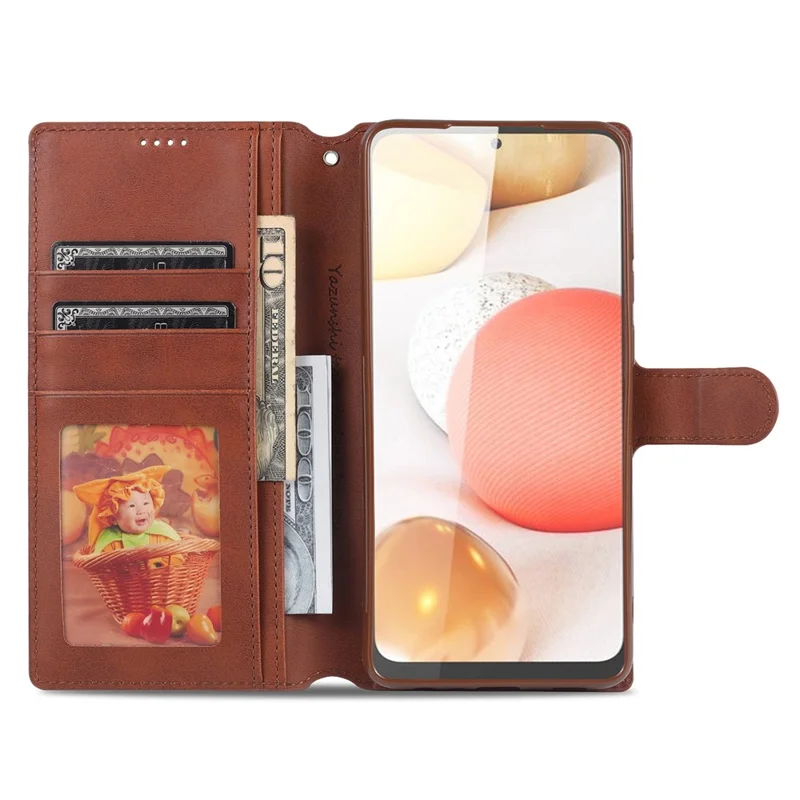 AZNS For Samsung Galaxy A52 4G/5G / A52s 5G Protective Case Leather Shell Cell Phone Cover with Wallet Stand - Brown
