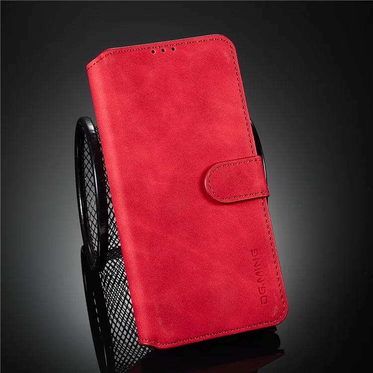 Дг. Ming Retro Style Ceather Protector Case Для Samsung Galaxy S21+ 5G Cover Stand - Красный
