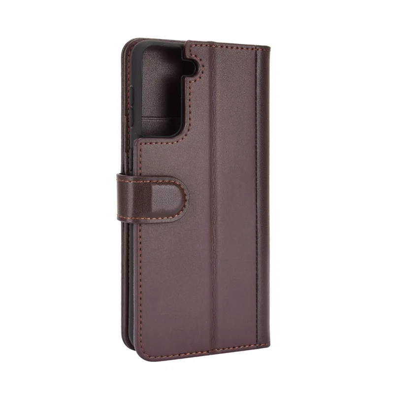 For Samsung Galaxy S21 4G / 5G Split Leather Cover Wallet Stand Phone Case - Brown