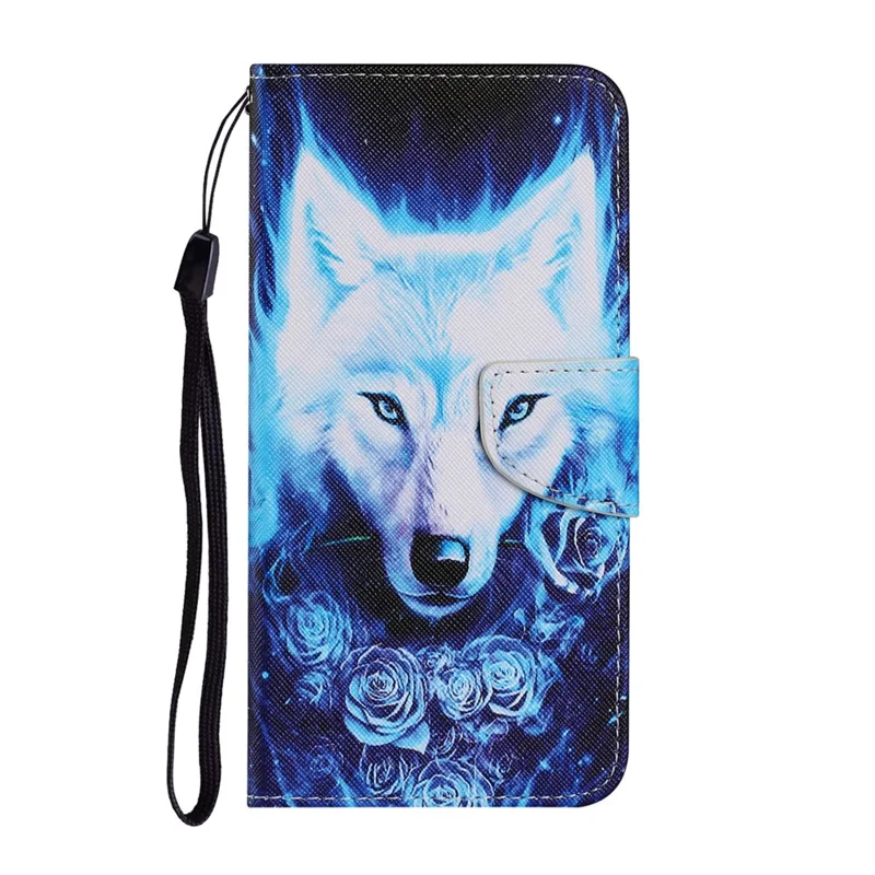 Pattern Printing Design PU Leather Wallet Phone Stand Case with Strap for Samsung Galaxy A32 5G/M32 5G - Wolf