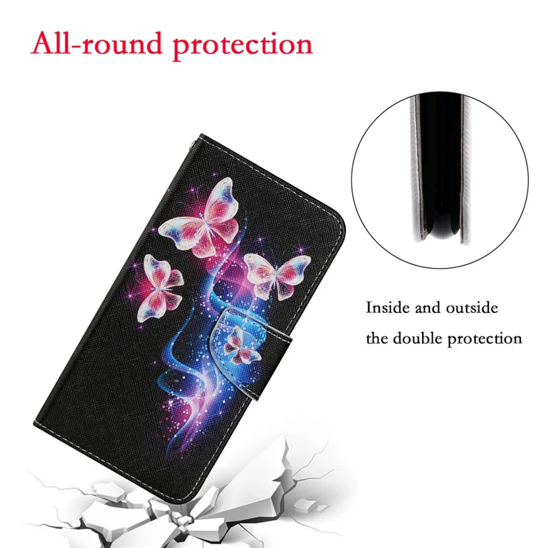 Pattern Printing Design PU Leather Wallet Phone Stand Case with Strap for Samsung Galaxy A32 5G/M32 5G - Fashionable Butterfly