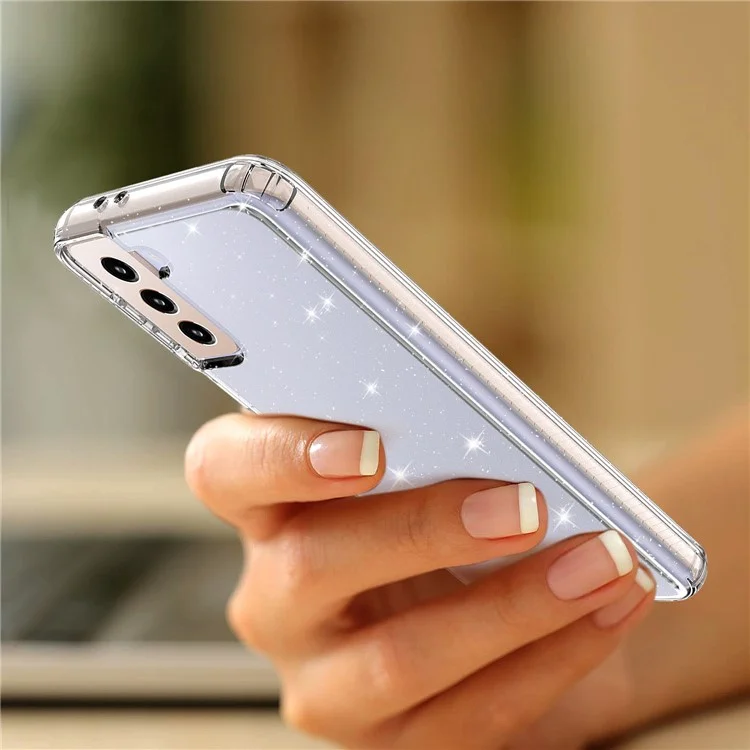 GW18 Clear Color Flash Powder TPU Case para Samsung Galaxy S21+ 5G - Transparente