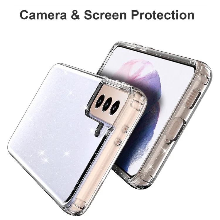 GW18 Clear Color Flash Powder TPU Case para Samsung Galaxy S21+ 5G - Transparente