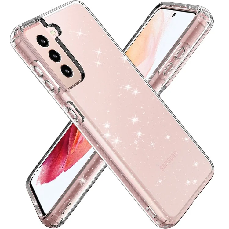 For Samsung Galaxy S21 4G/5G GW18 Clear Color Flash Powder TPU Case Cover - Transparent