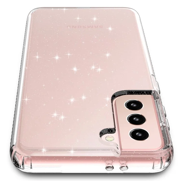 For Samsung Galaxy S21 4G/5G GW18 Clear Color Flash Powder TPU Case Cover - Transparent