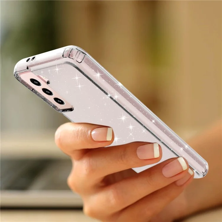 For Samsung Galaxy S21 4G/5G GW18 Clear Color Flash Powder TPU Case Cover - Transparent