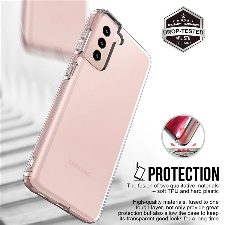 For Samsung Galaxy S21 4G/5G GW18 Clear Color Flash Powder TPU Case Cover- Transparent