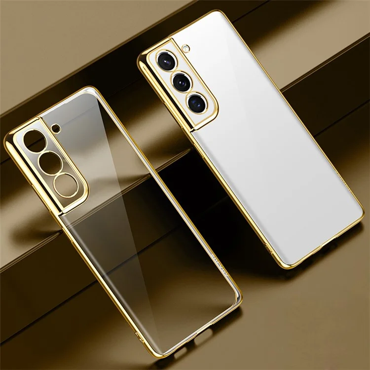 For Samsung Galaxy S21 4G/5G SULADA Transparent Shell Electroplating PC Phone Case - Gold