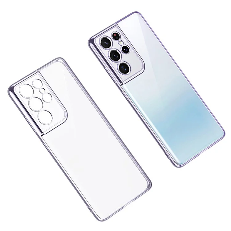 SULADA Transparent Electroplating PC Case for Samsung Galaxy S21 Ultra 5G Cover - Purple